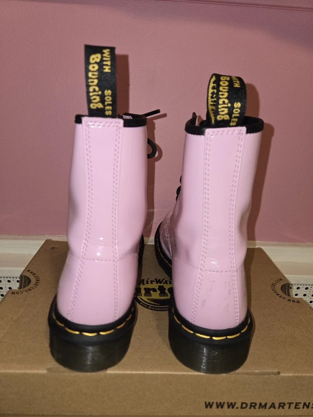 Dr. Martens Pink Leather Boots - Picture 3 of 7